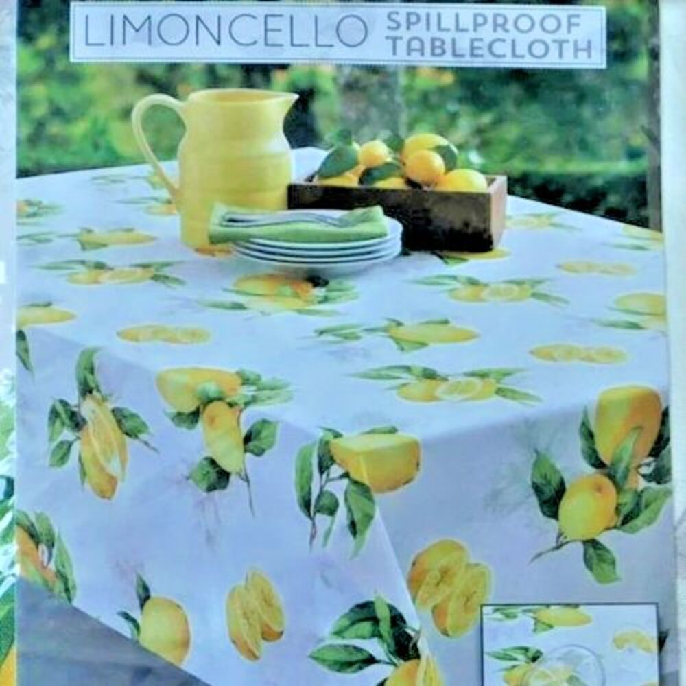 NEW Benson Mills Limoncello Lemons Spillproof Tablecloth 70 INCH ROUND Poly